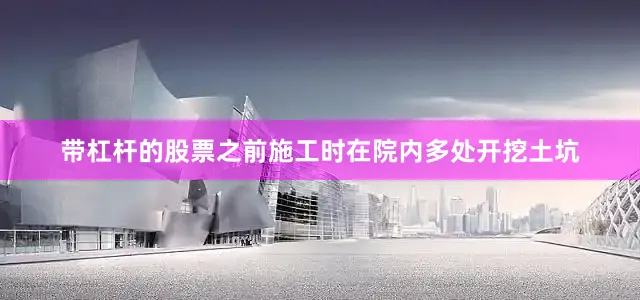 带杠杆的股票之前施工时在院内多处开挖土坑