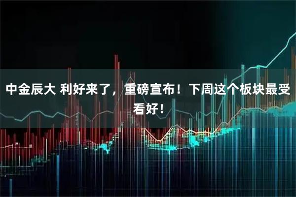 中金辰大 利好来了，重磅宣布！下周这个板块最受看好！